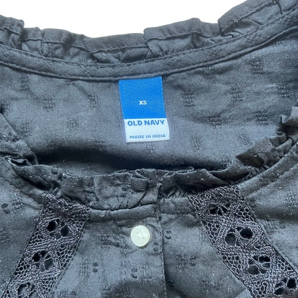 Old Navy Women Black Puff Half Sleeve Button Down | XS - Picture 4 of 5